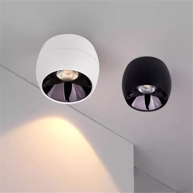 Surface Mounted LED Downlights CRI 95 Dimmable 9W 12W 15W 18W 20W COB Ceiling Lamp Anti-Glare Spot Lights AC90~260V + Led Drive