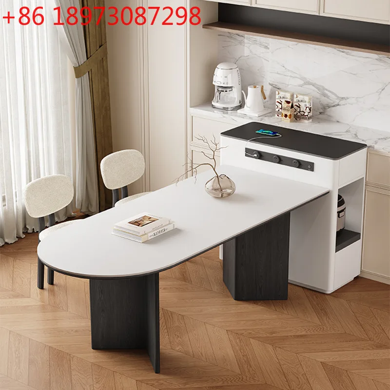 

Обеденный стол из камня во французском стиле ретро, бытовой полукруглый остров у стены, стол из цельного дерева