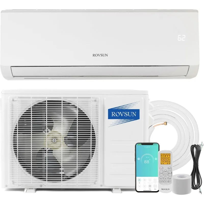 Split Air Conditioner & Heater, 19 SEER 115V Energy Saving Inverter Ductless Wall AC Unit with Pre-Charged Condenser,