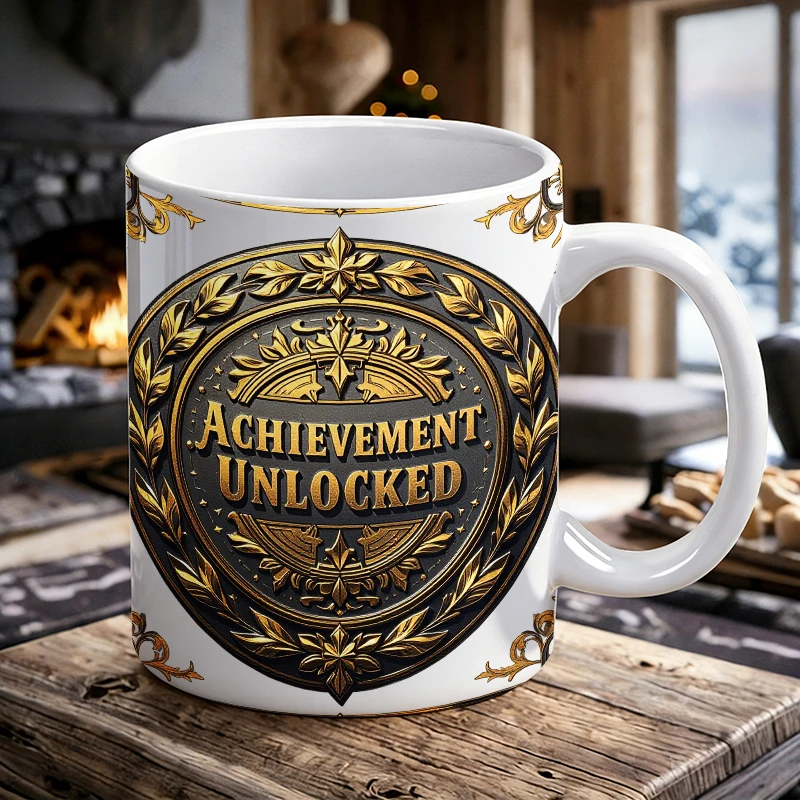 

Game Style 'Achievement Unlocked' Ceramic Mug, Coffee Mug, Milk Cup,Office Tea Cup, Drinking Cup,Gift for Friends,Fade-Resistant