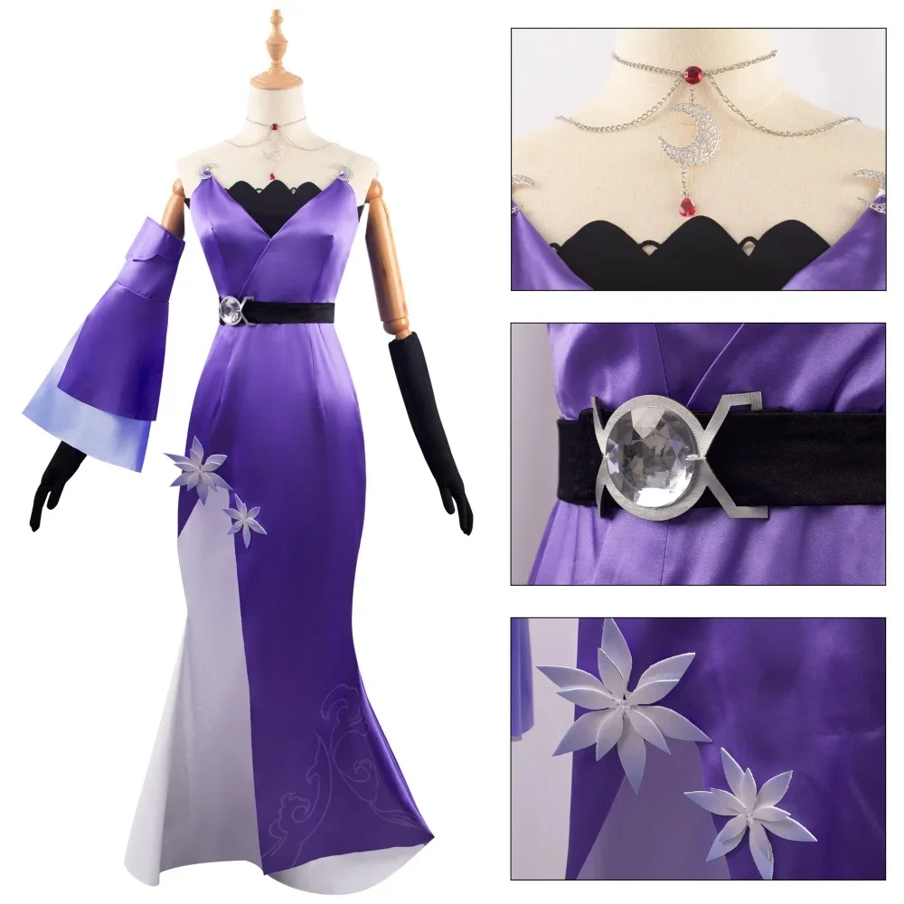 Honkai Star Rail Jingliu Cosplay Kostuum Vrouwen Paarse Concertjurk Outfit Honkai Jingliu Cosplay Pruik Halloween Kostuums Pakken