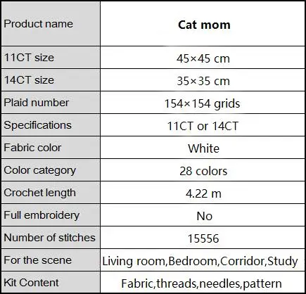 Kot mama krzyżyk zestaw do szycia 14ct 11ct liczą wydruk płótna szwy haftowane ręcznie robione robótki ręczne