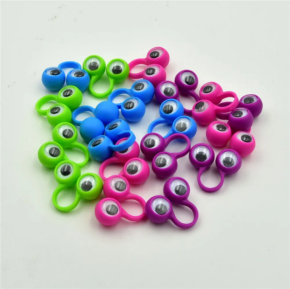 10 sztuk / partia Plastikowe pierścienie Google Eye Finger Puppe z wiggle Eyes Spies na przyjęcie urodzinowe dla dzieci Gagi i praktyczne dowcipy Zabawka prezentowa