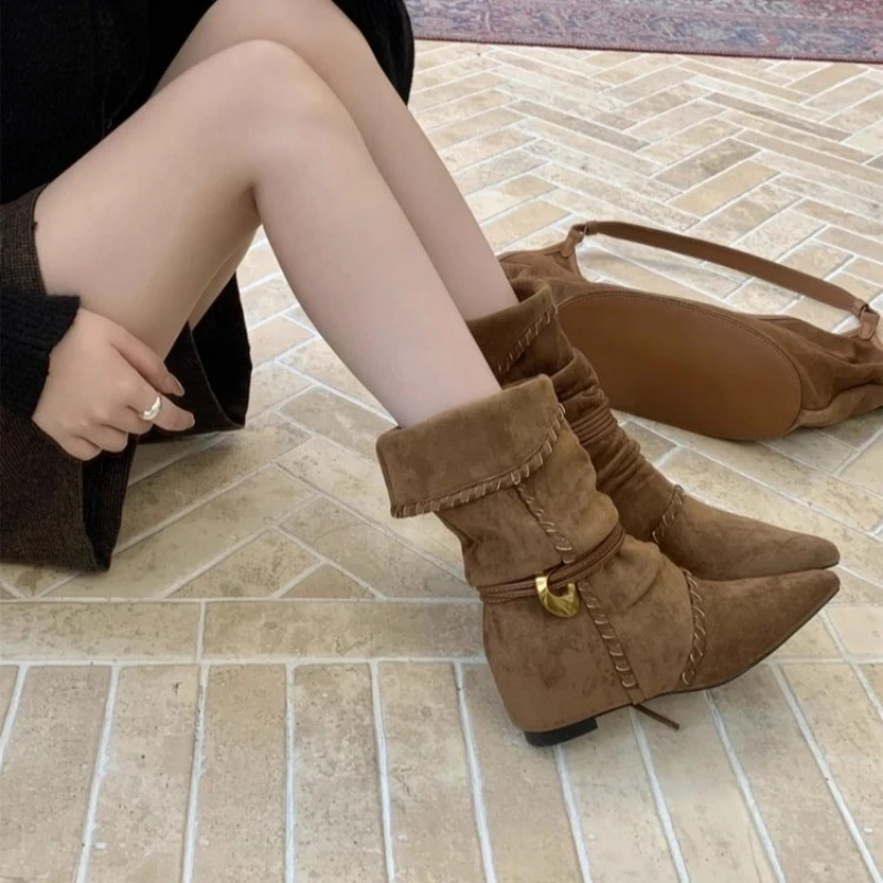 Hot Selling 2025 Retro Women‘s Boots Pointed-toe Fashion Ladies Leather Boots Trend Spring Autumn Versatile Women's Ankle Boots