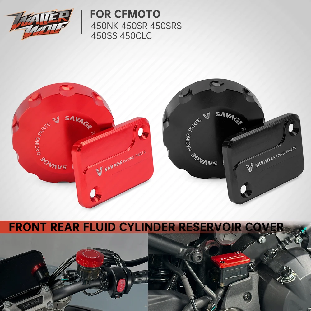 For CFMOTO 450NK 450SR 450SRS 450CLC Motorcycle Front Rear Brake Fluid Cylinder Reservoir Cover Oil Tank Cap CNC Aluminum 450 NK