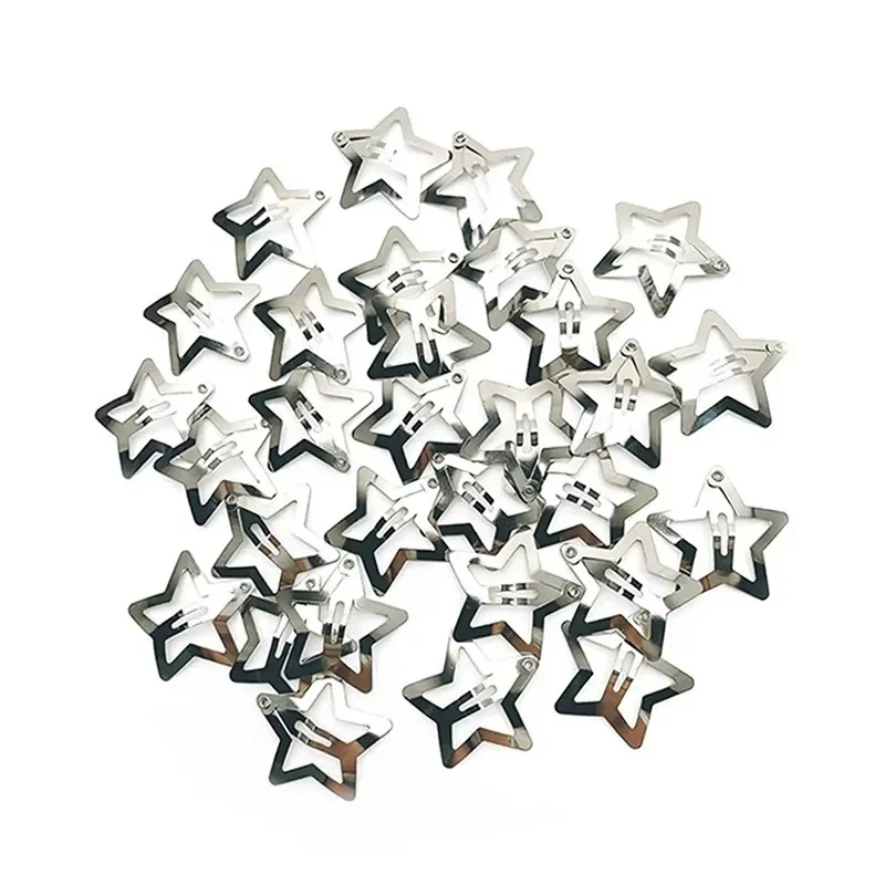 10/20/30/40/50/60/100Pcs Metal Star Hair Clip For Girls Y2K Babe Silver BB Bang Hair Clip Versatile Water Drop Hair Barrette