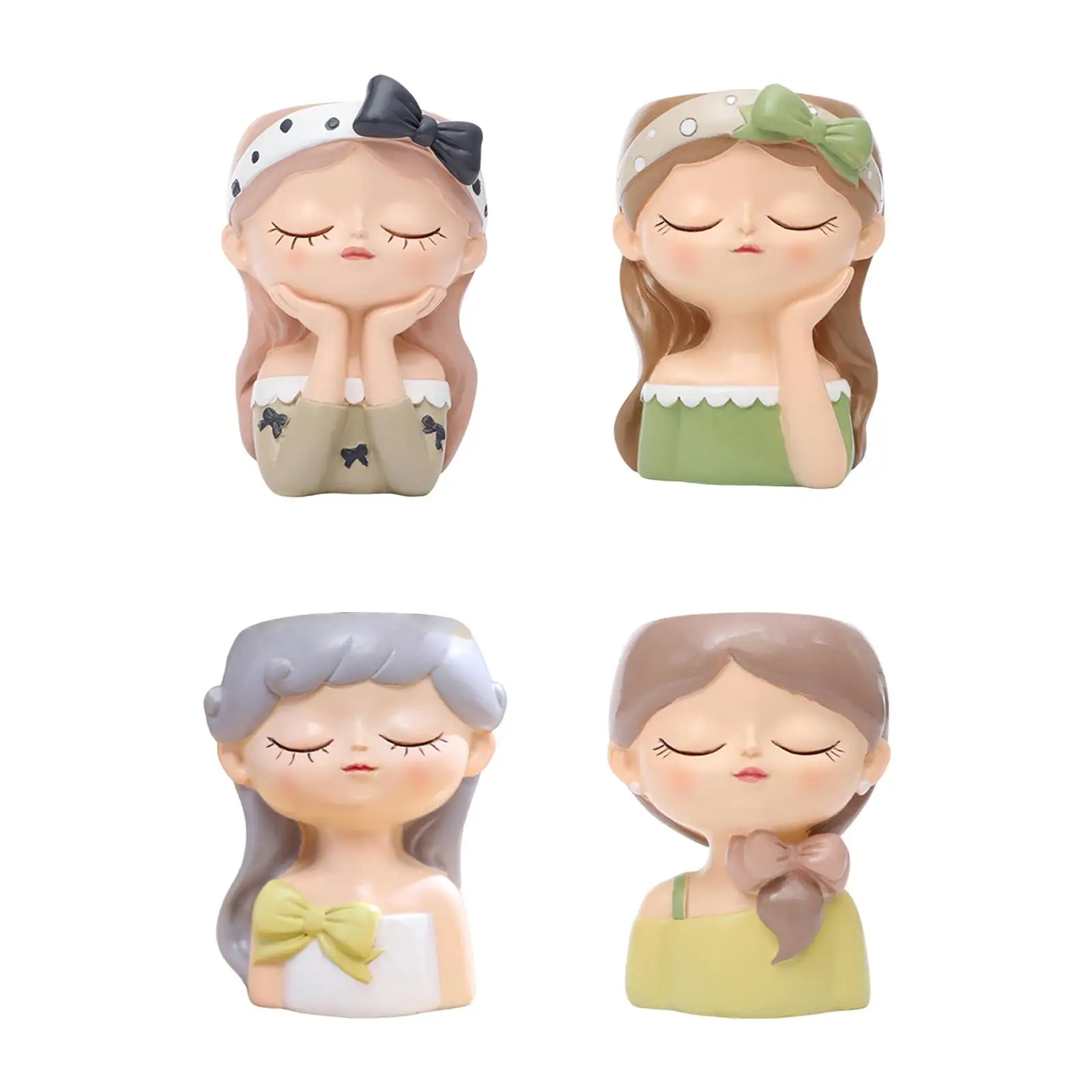 Girl Flower Pot Home Decoration Plant Container for Garden Desktop Bookshelf