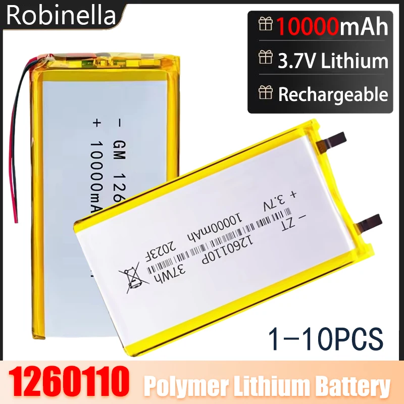 1260110 10000mAh بطارية ليثيوم بوليمر 3.7 فولت بطاريات ليبو ليبو قابلة للشحن لعبة قوة البنك GPS أضواء التخييم المحمول لتقوم بها بنفسك