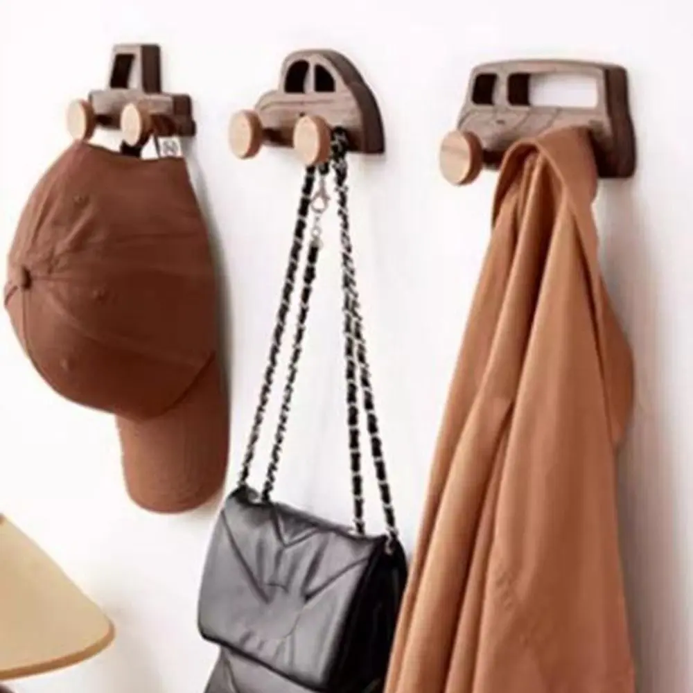 

Multifunctional Wall Mounted Wood Car Shaped Hooks Vintage Decorative Double Hooks Key Holder Cute Wardrobe Hooks Living Room