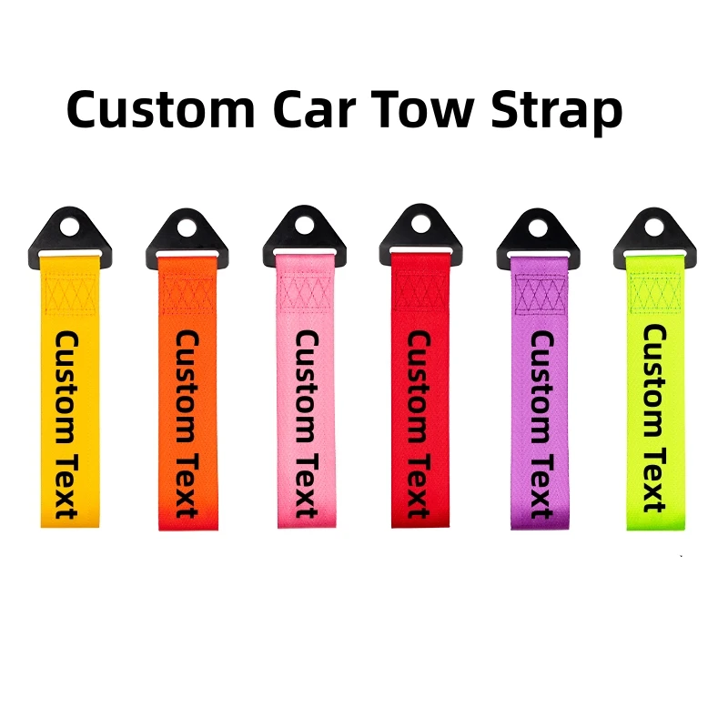 Custom Car Tow Strap Customized Your Text Logo Pattern Tow Ropes Trailer Ropes Bumper Trailer Max 2 Tons Towing Strap With Nut