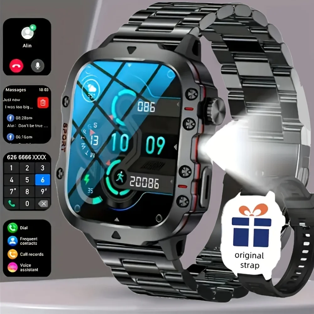 

Новые военные умные часы для мужчин IP68 5ATM Спорт на открытом воздухе Фитнес-трекер Монитор здоровья 1,81-дюймовый BT Call Smartwatch для Android IOS