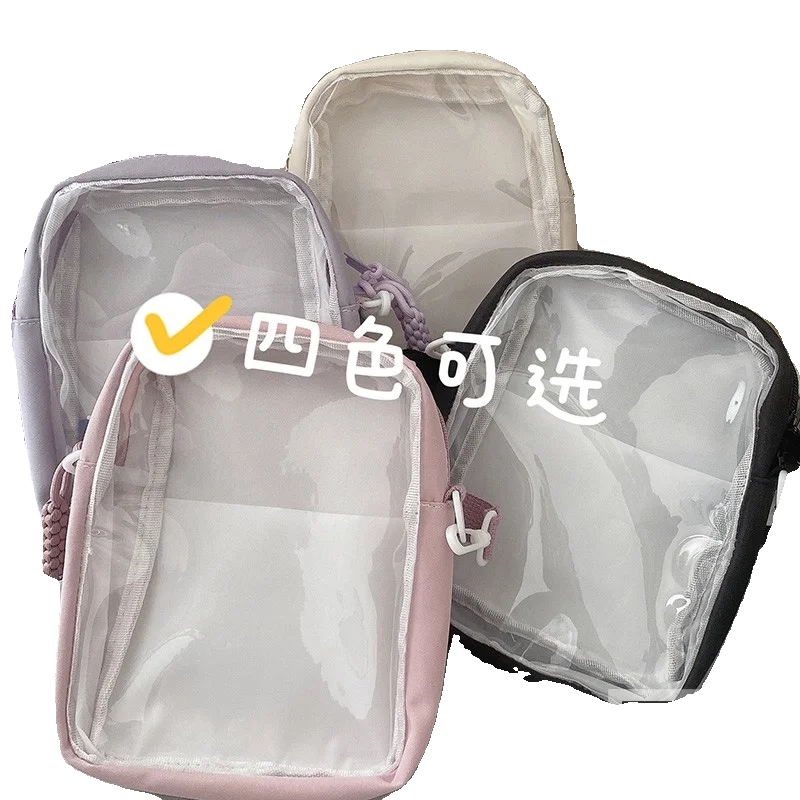 Transparent Bag Messenger Ita Bags Female Summer Ins Japanese Small Fresh Leisure Bags Cute Girl Mobile Phone Doll Bag