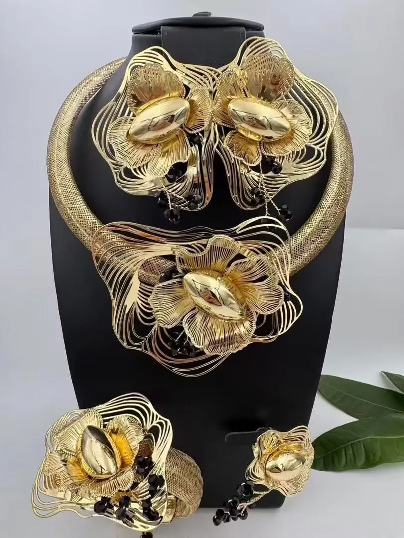 

Свадебный модный комплект бижутерии с золотым покрытием, коллекция аксессуаров для женщин