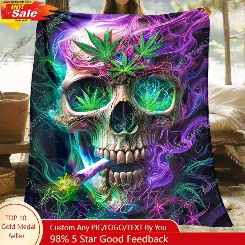 

Magic Skull Design Flannel Blanket - Lightweight, Suitable for All Seasons Polyester Fiber Digital Printing Custom blankets