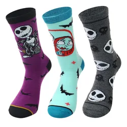 3 Pairs of Halloween Series Captain Jack Crew Socks With Novel Patterns Creative Gift Socks Suitable For Both Men and Women