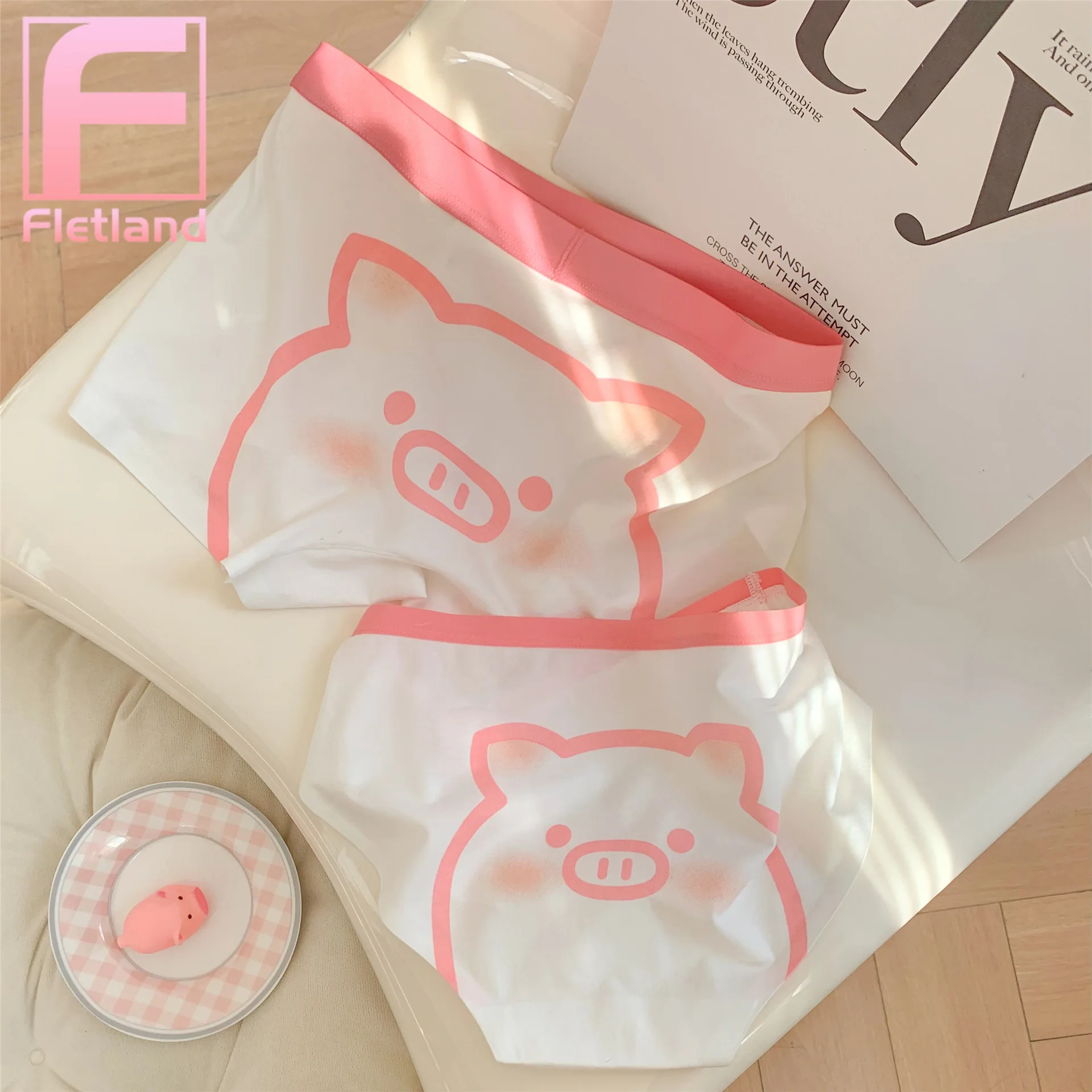 Cute Couple Underwear Men Boxer Shorts Women Briefs Pig Print Panties Cozy Lingerie Lovers Underpants For Boyfriend Girlfriend