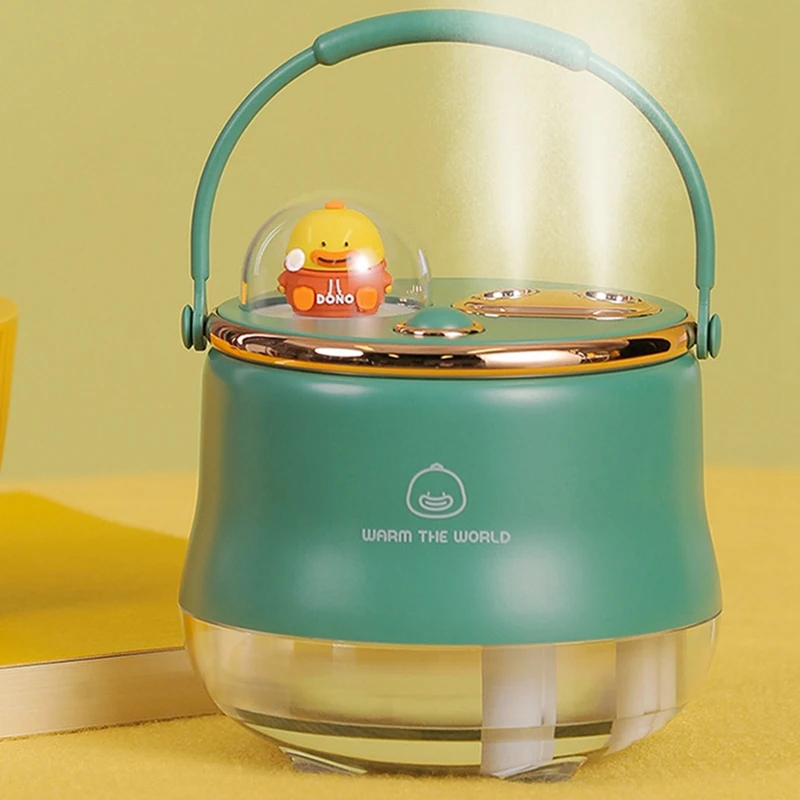 Humidificador de dibujos animados USB pequeño, pulverizador doble, gran volumen de niebla, ambiente de cabecera, lámpara de dormir, humidificador de escritorio