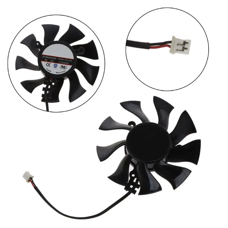 FD8015H12S 75mm 2Pin VGA Fan For Sapphire HD6850 HD4860 HD5850 HD4890 Graphics Card Cooling Fan