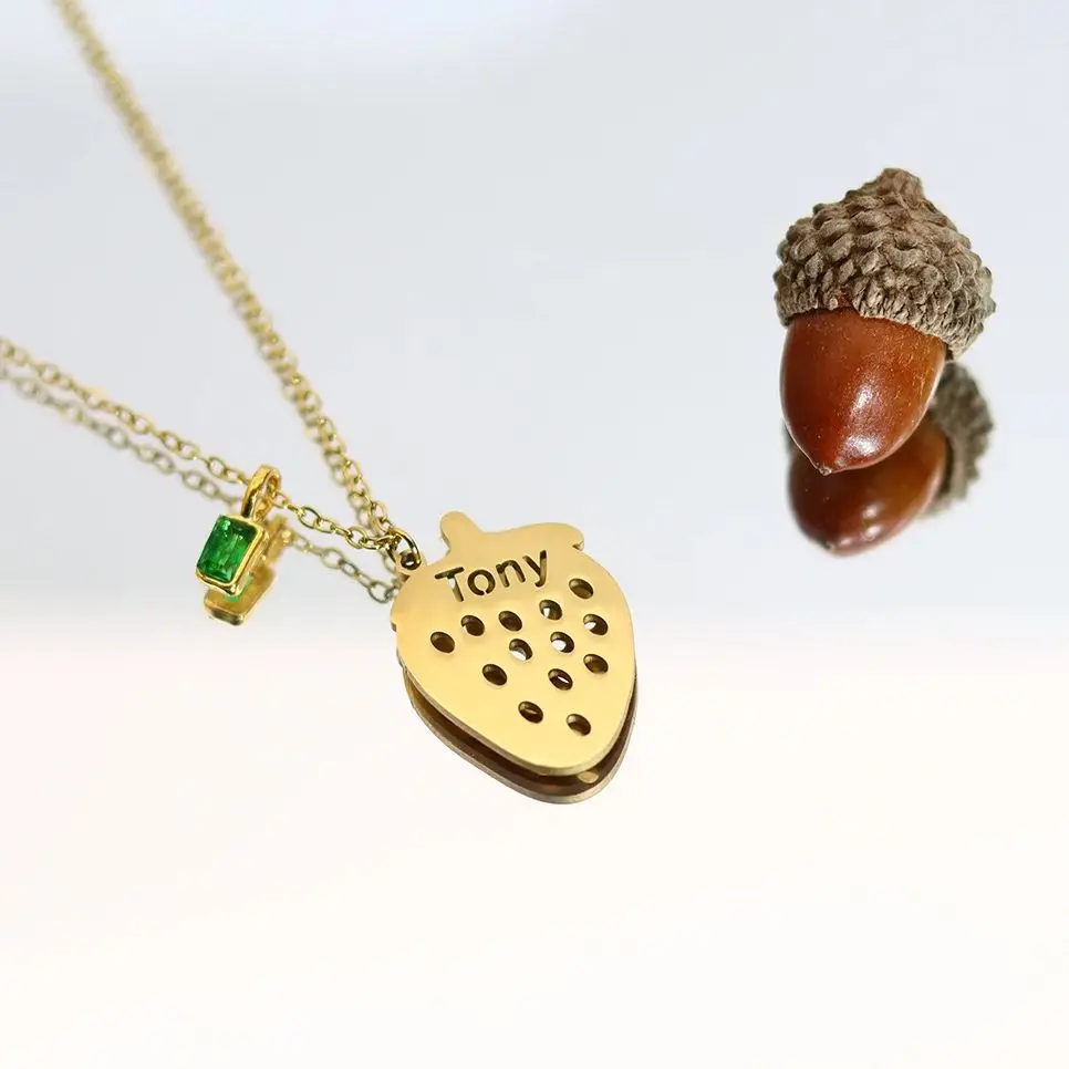 Todorova Custom Name  Strawberry Pendant Necklace Stainless Steel Zircon Romantic Jewelry For Women Girls