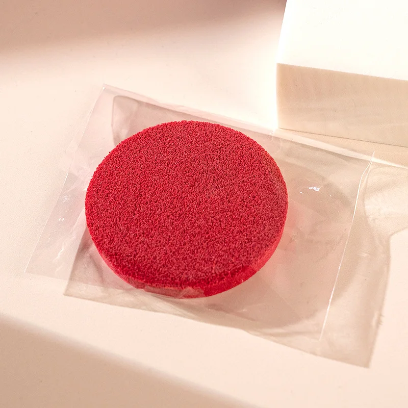 1pc Red Natural Wood Pulp Sponge Cellulose Compress Cosmetic Puff Facial Washing Sponge Face Care Cleansing Makeup Remover Tool