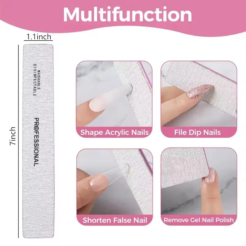 전문가용 직사각형 네일 파일 80/80 제브라 그레이 사각 네일 파일 네일 케어 버퍼 도구