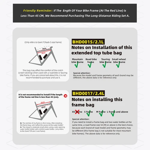 Imagen 2 del producto Rhinowalk-bolsa para SILLÍN de bicicleta a prueba de salpicaduras, bolsa para tubo superior e inferior de ciclismo, bolsa para marco de manillar de bicicleta de carretera para viajes largos, 1 pieza