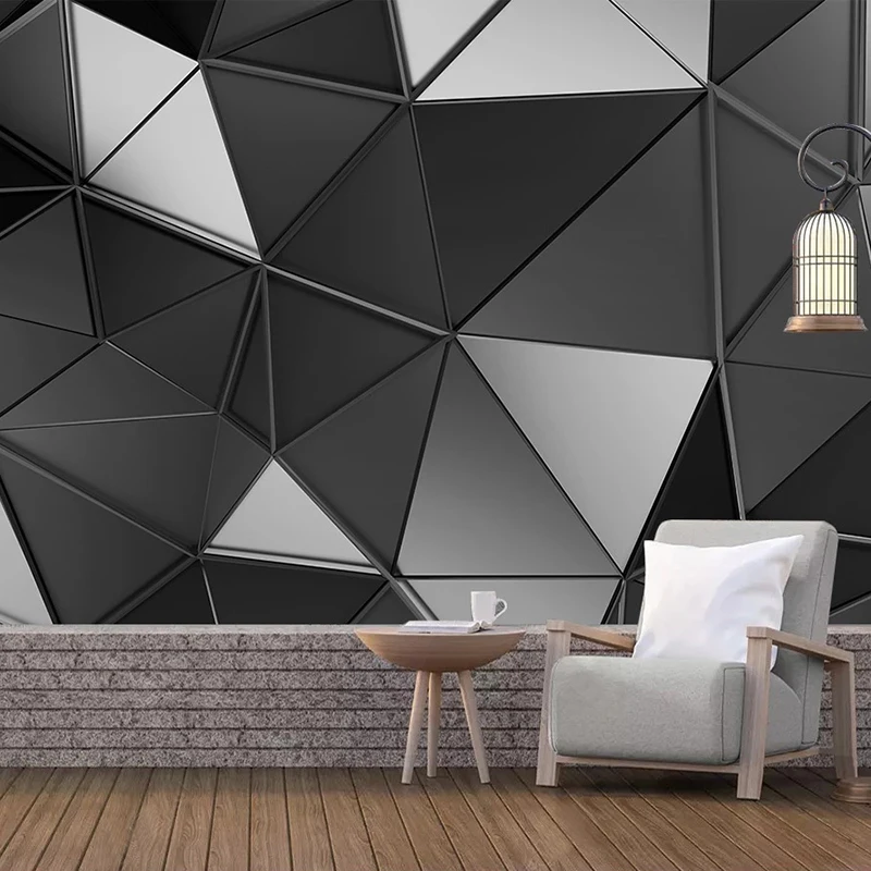 Custom 3D Wallpaper For Walls Modern 3D Stereoscopic Black Gray Geometric Art Mural Bedroom Living Room TV Background Wall Decor