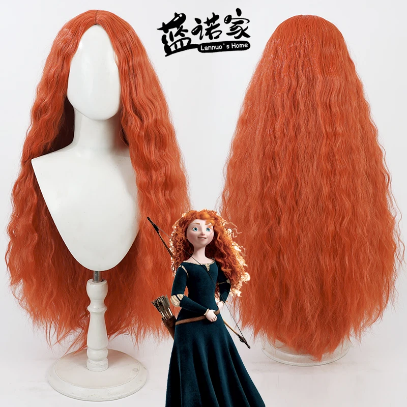 

Аниме Brave Princess Merida Cos, парик для косплея, Хэллоуин, карнавал, реквизит для вечеринки, синтетические волосы, термостойкое волокно + шапочка для парика