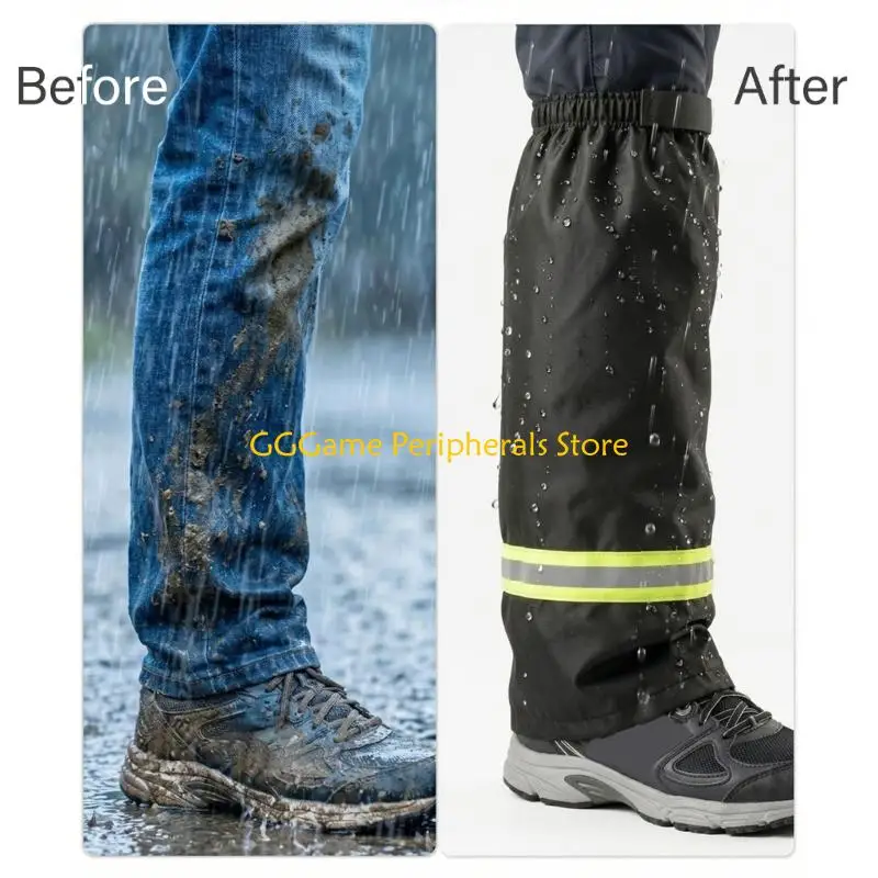U55B Reflective Waterproof Rain Gaiters for Lower Leg Coverage, 55 Pair with Fit for Cycling, Commuting, Walking, and Rain