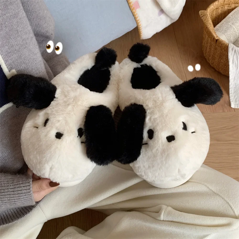 EVA Cozy Home Cotton Slippers New Winter Warm Plush Soft Bottom Women's Shoes Cute Cartoon Indoor Puppy Cotton Slippers