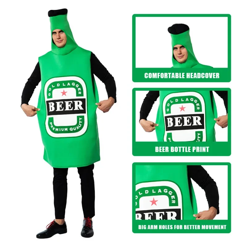 

Adult Men's Oktoberfest Funny Whisky Rum Beer Bottle Jumpsuits Halloween Carnival Party Purim Dress Up Beer Festival Costume