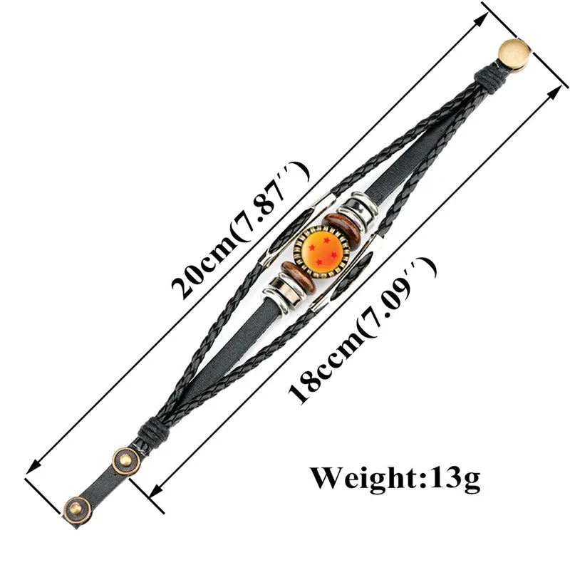 Anime DragonBall Gem Gemstone Cowhide Bracelet Dragon Ball Accessories Hand-Woven Cartoon Dragonball Evolution Jewelry Gifts
