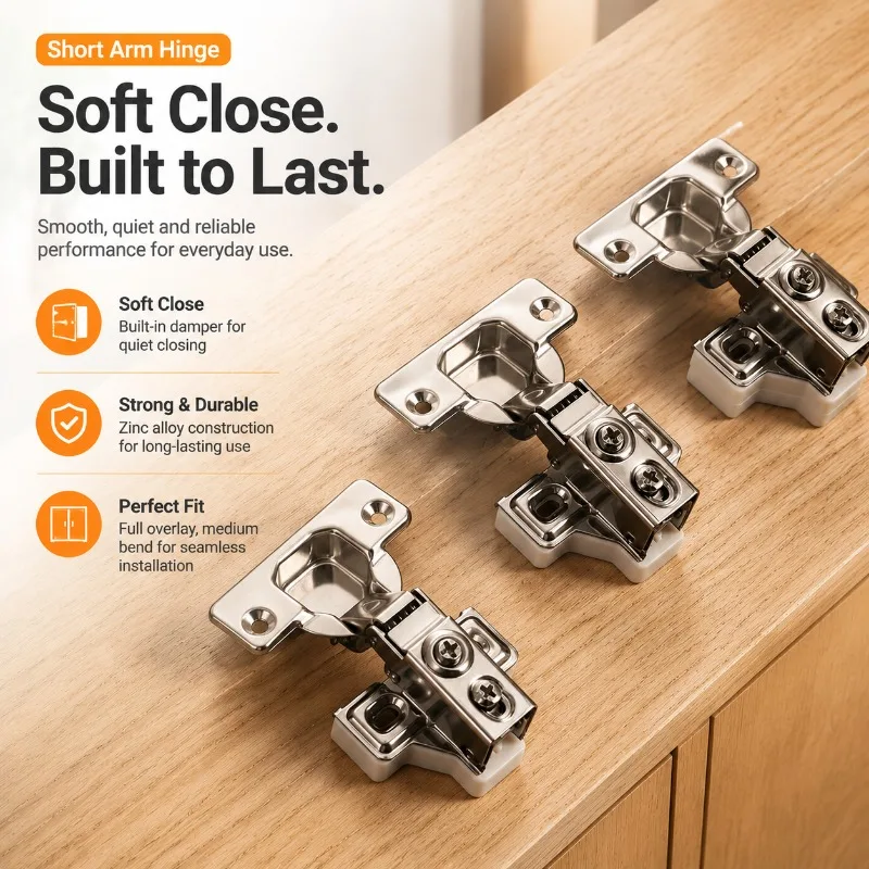 American Style Ultra Short Arm Soft Close Concealed Hinge Damping Buffer Cabinet Hardware Fitting for Wardrobe Cupboard Wooden