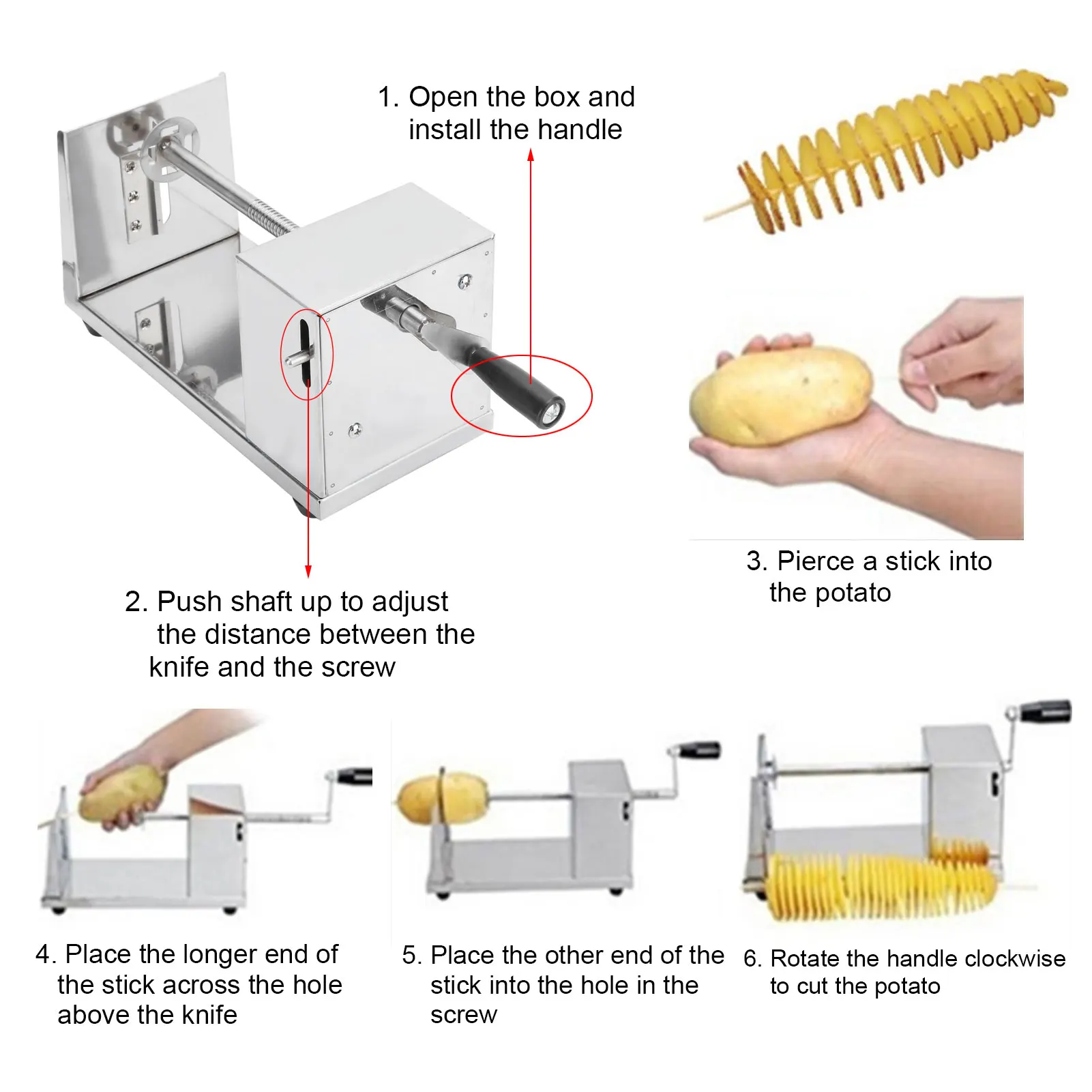 Tagliapatate A Spirale Tagliapatate Tagliapatate Manuale Tagliapatate In Acciaio Inossidabile Tagliatrice A Spirale Accessori Da Cucina Utensili Da Cucina