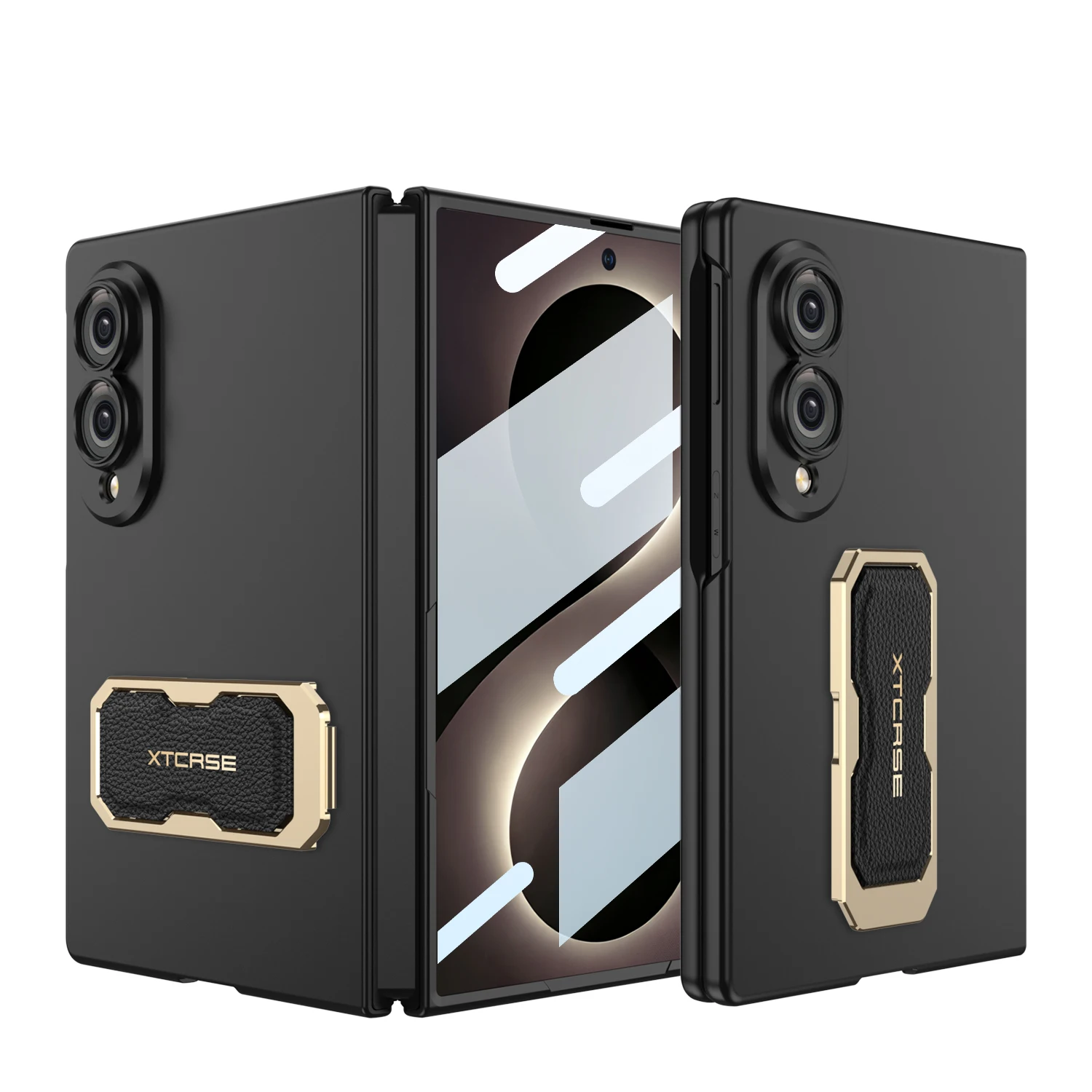 For Samsung Galaxy Z Fold 8 Wide Case Skin-Friendly Matte Wristband Holder With Tempered Film Shockproof Protection Back Cover