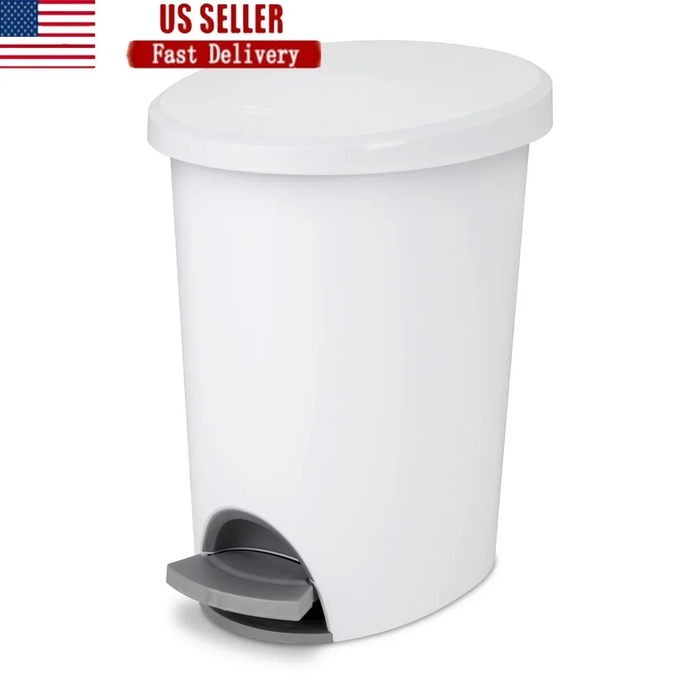 سلة مهملات بيضاوية خالية من اليدين سعة 2.6 جالون مع بطانة قابلة للإزالة للمطبخ المثالي وغرفة النوم والمكتب