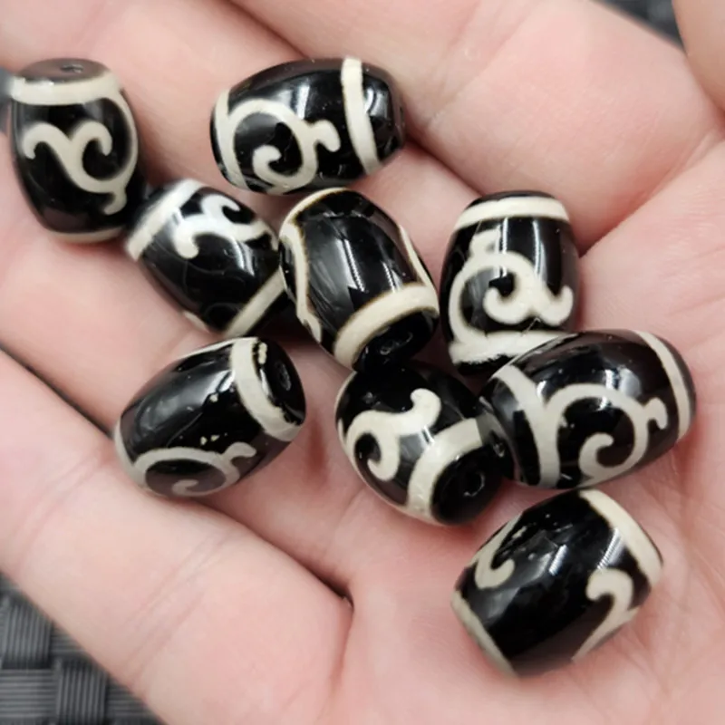 1pc12*16mm Black and White Ruyi Tibet Beads as Right as Rain Jade Scattered BeadsdiyBracelet Necklace Accessories Beads