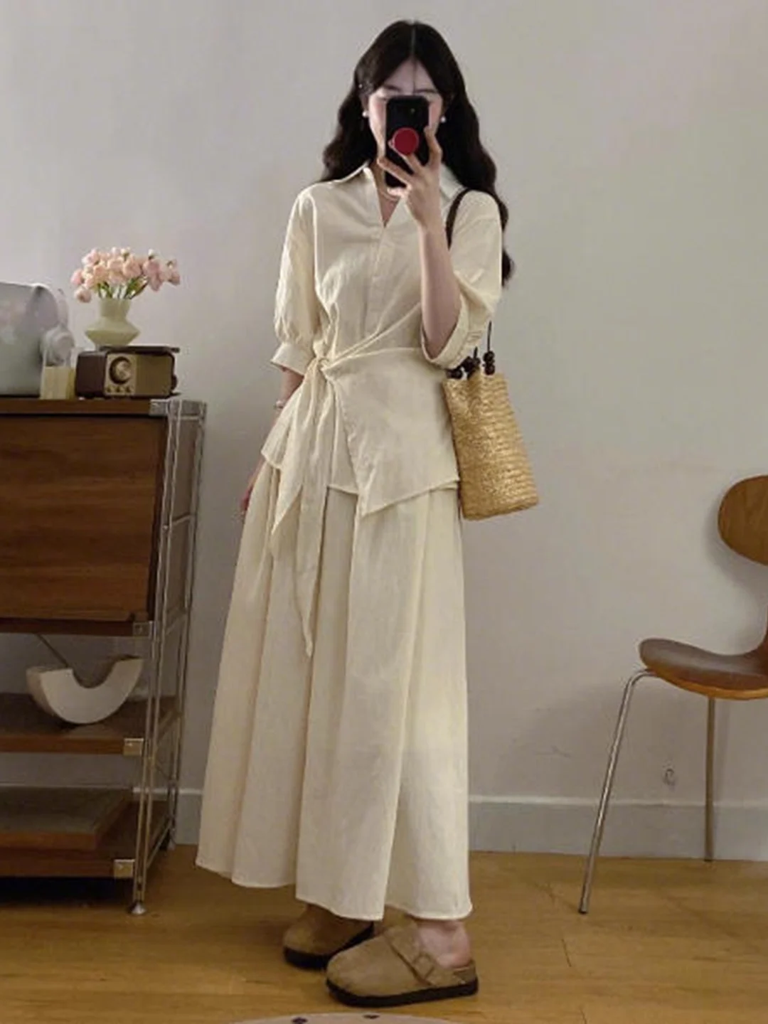 

Женская летняя юбка размера плюс, комплект для похудения, длинная юбка трапециевидной формы груша ape, классическая, в консервативном стиле, с застежкой на талии