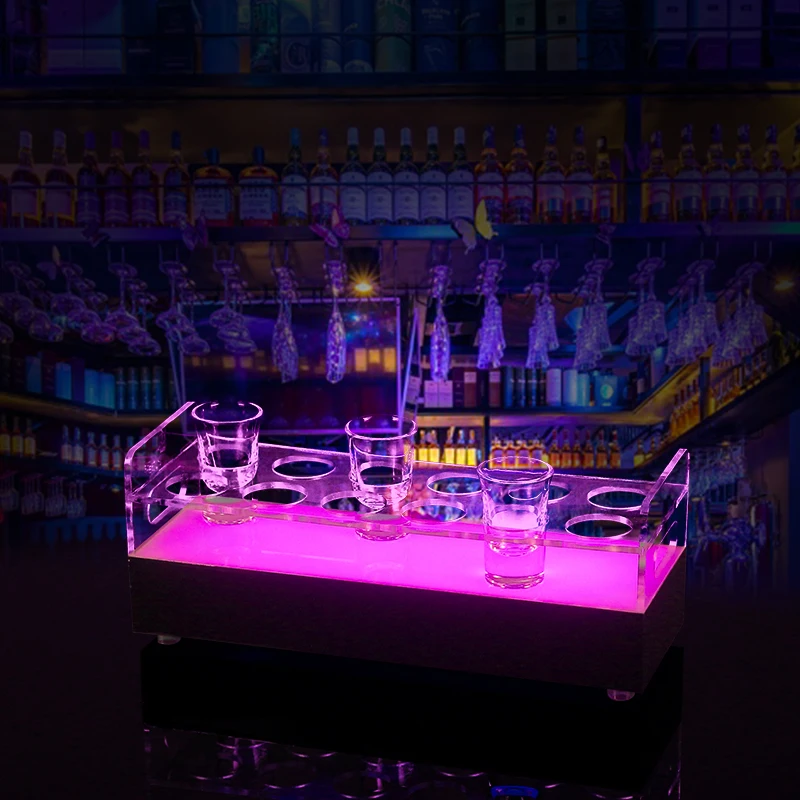 

Creative LED Glass Display Stand Cocktail Cup Shot Glass Holder Wine Rack for Bar Supplies