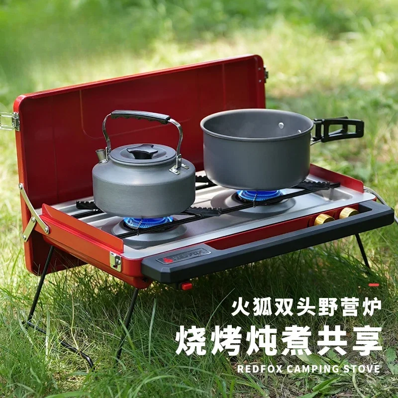 Double head gas grill outdoor cooker cooker picnic camping outdoor cassette cooker portable cassette