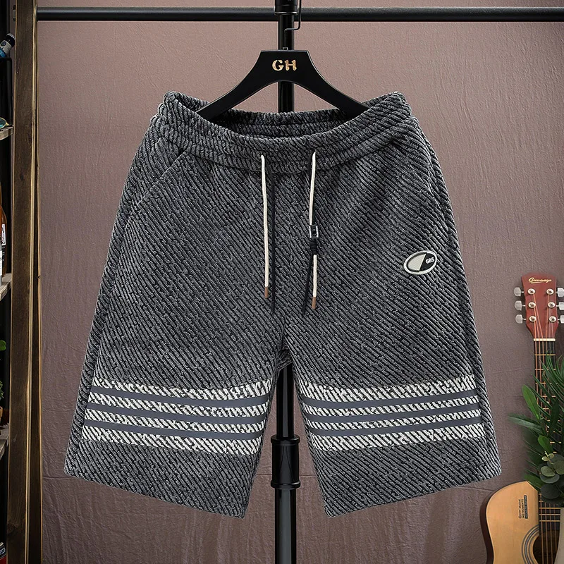 

Casual Breathable Men's orts Summer Spor Loose Fit Five Inch Pants Youth Faion Brand Straight Leg Elastic Waisand