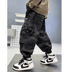 Boys Casual Cargo Pants Spring Autumn Big Kids Sport Long Pants Teenage Streetwear Baggy Trousers Children Fashion Joggers Pants