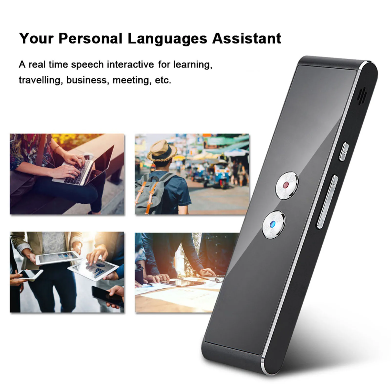 Bluetooth 2.4G Smart Pocket Interpreter Intelligent Real Time Speech Multilingual Translator Travel Translator Voice Translator