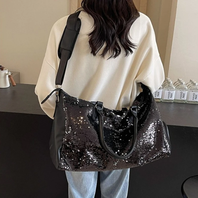 Hot Selling Fashion Sequin PU Zipper Large Capacity Women\'s Shoulder Bag 2024 High Quality Versatile Travel Crossbody Bag