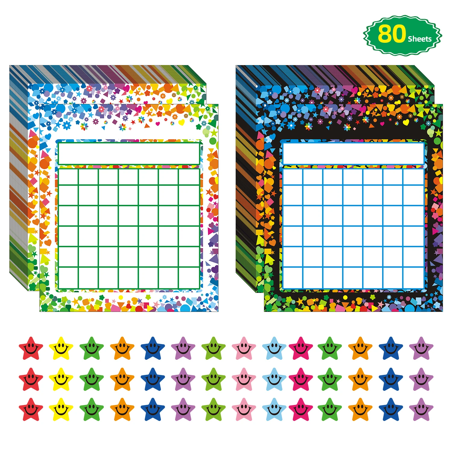 80 Pack Incentive Reward Chart with 2400 Pieces Star Stickers for Classroom Home Behavior for Kids Students Classroom Supplies