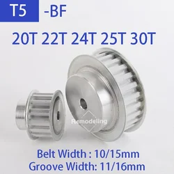 1pcs T5 BF Timing Pulley Aluminum Alloy 20T 22T 24T 25T 30T Teeth Synchronous Wheel Belt Width 10/15mm Bore 5mm-20mm Pitch 5mm