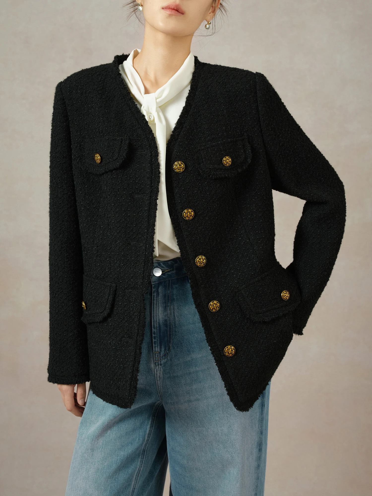 DUSHU Retro Small Fragrant Style Jacket 2024 Autumn New Commuting Fashionable Temperament Women Casual Top 24DS83364