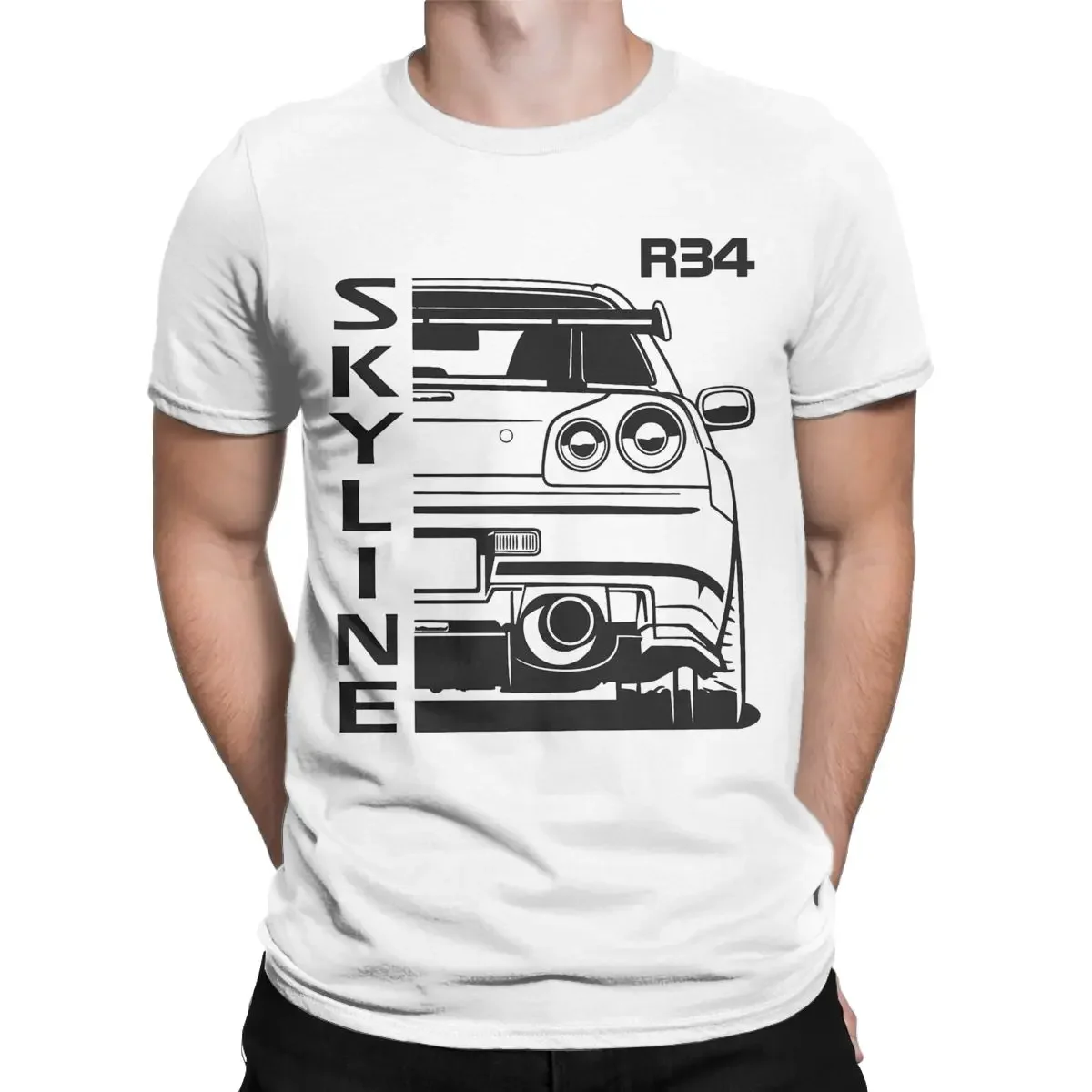 Amazing R34 Skyline GT-R JDM Car T-Shirts Men Women's 100% Cotton Japanese Cars Tees Shirt Summer Clothes