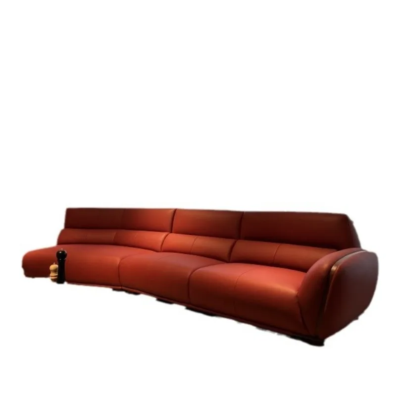 Nordic genuine leather sofa, Italian corner top-grain cowhide sofa