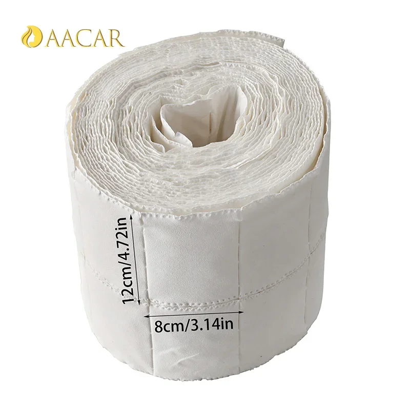 500枚/ロール ホワイト ネイル UVジェルポリッシュリムーバー コットンパッド 糸くずの出ない 剥がせるメイク落とし マニキュアワイプ ネイルアートクリーニングツール